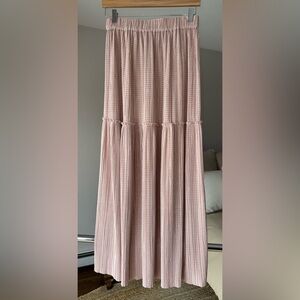 Sabina Musayev Dusty Blush Tiered Waffle-Knit Maxi “Amber” Skirt